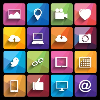 düz Tasarım görünümünde Web Icons set