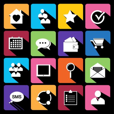 düz Tasarım görünümünde Web Icons set