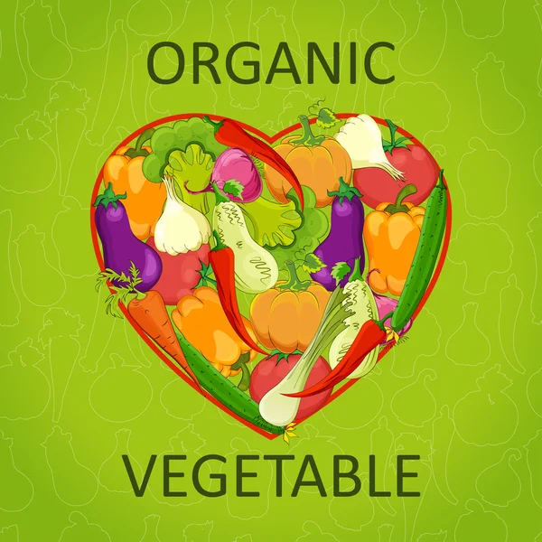 Healthy life - heart shape with vegetables — Stock Vector