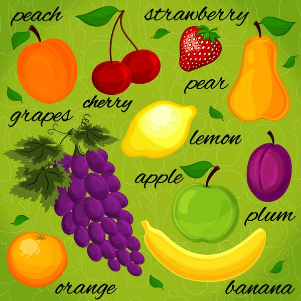 Set it is realistic the drawn fruit. — Stock Vector