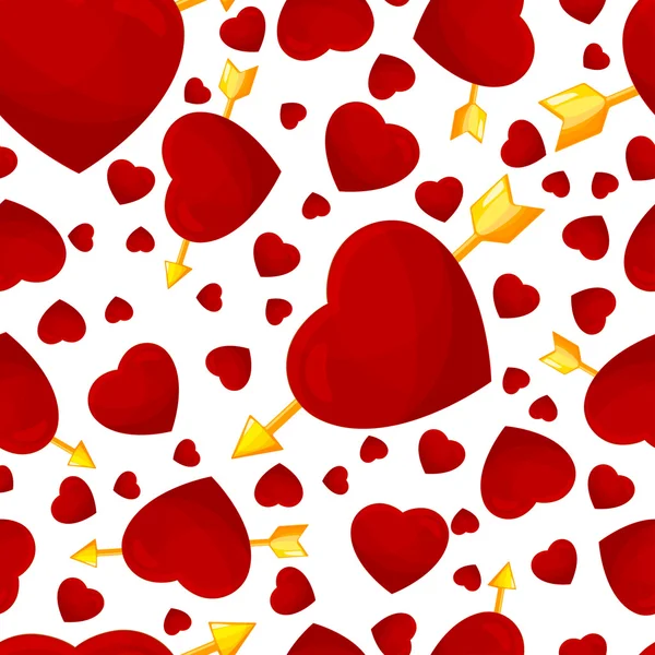 Hearts and arrow seamless background. — Stock Vector