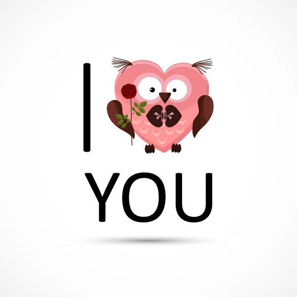 Valentines owl love you card. — Stock Vector