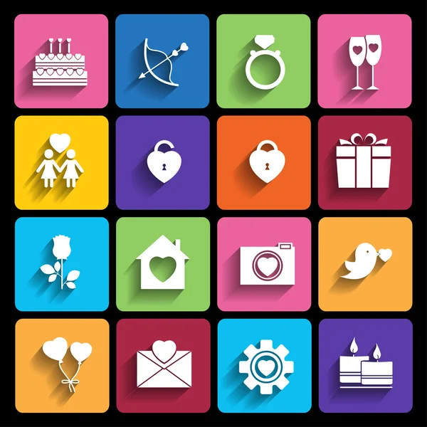 düz bir tarzda Love Icons set.