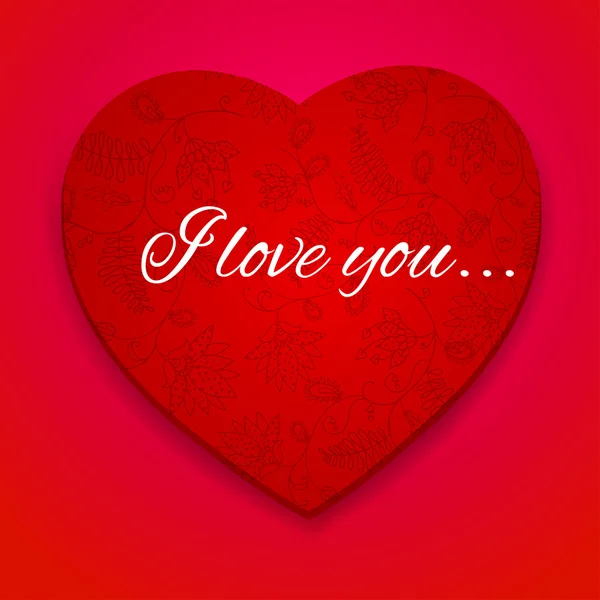 Cartolina San Valentino cuore di carta rossa . — Vettoriale Stock