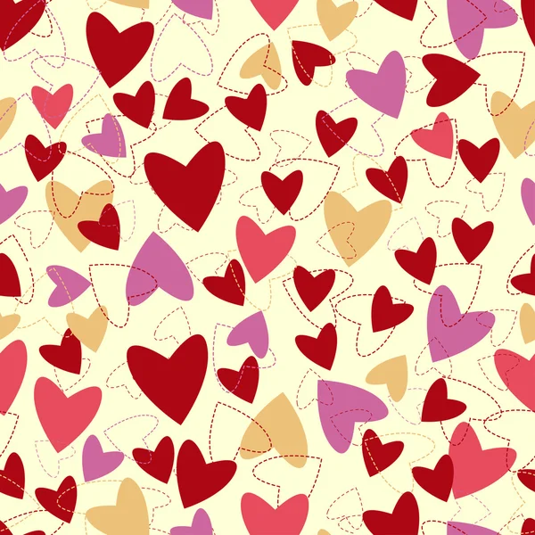 Nahtloses Muster vom Herzen bis zum Valentinstag. — Stockvektor