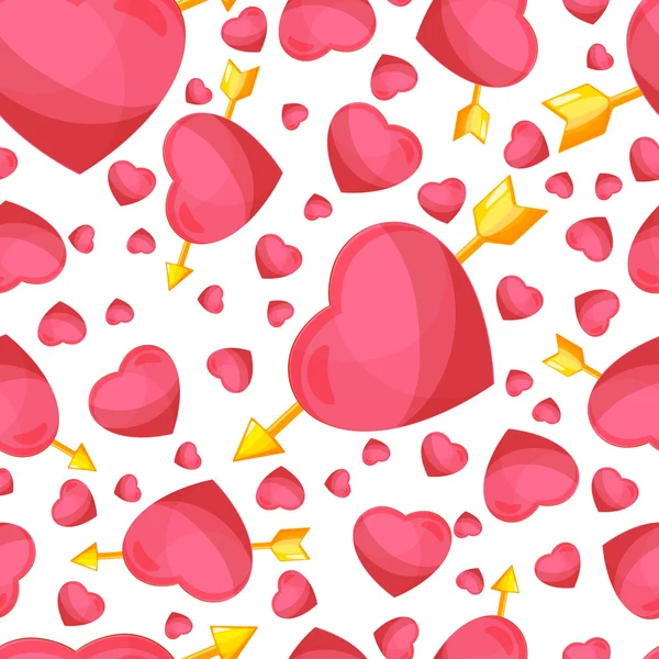 Corazones y flecha sin costura de fondo . — Vector de stock