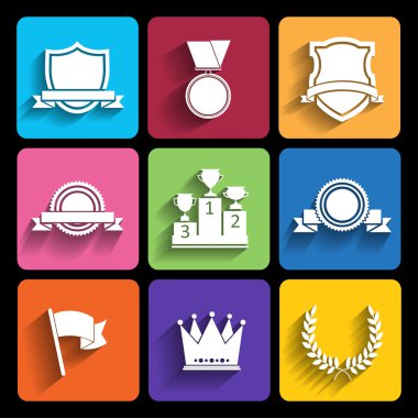 düz Stil Ödülleri ve kupasını Icons set