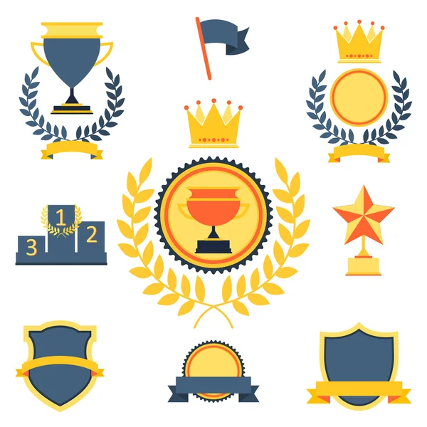 Trophy and awards icons set — Stock Vector