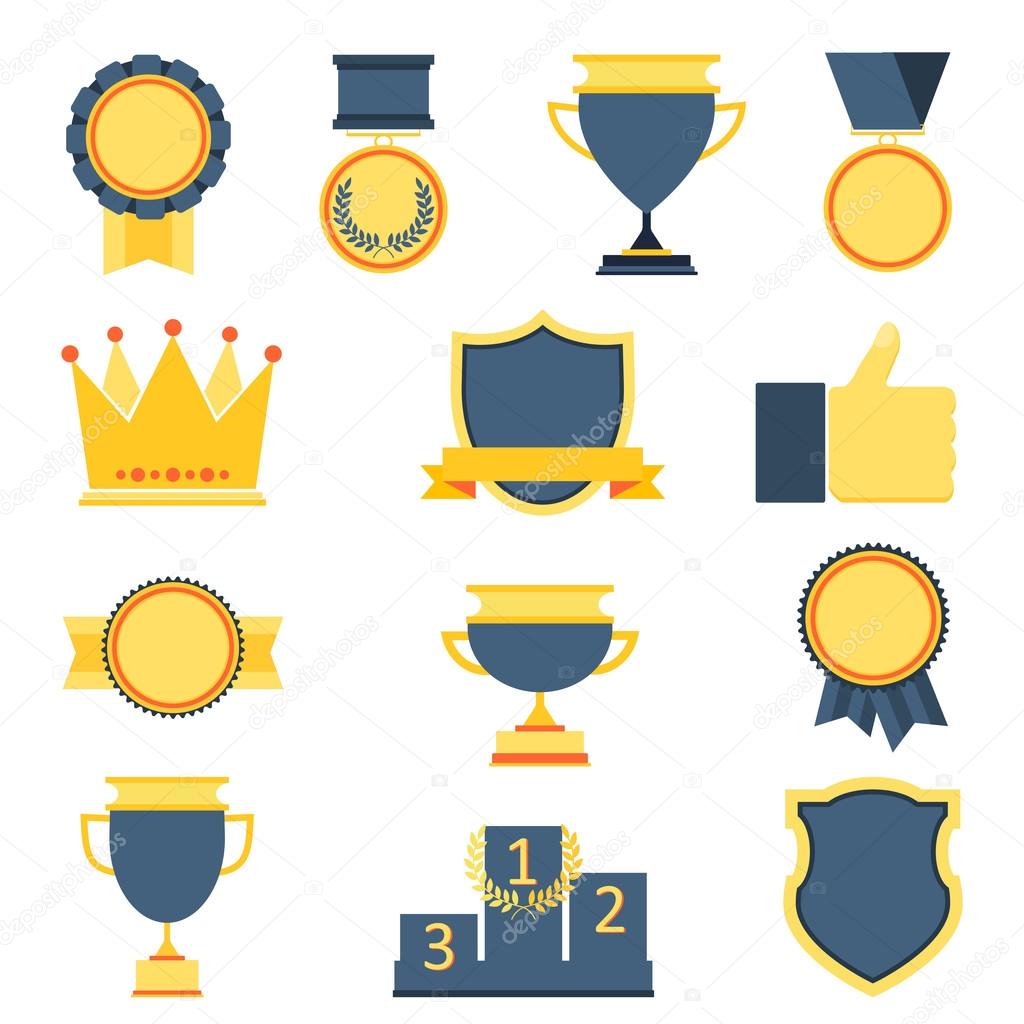 Trophy and awards icons set
