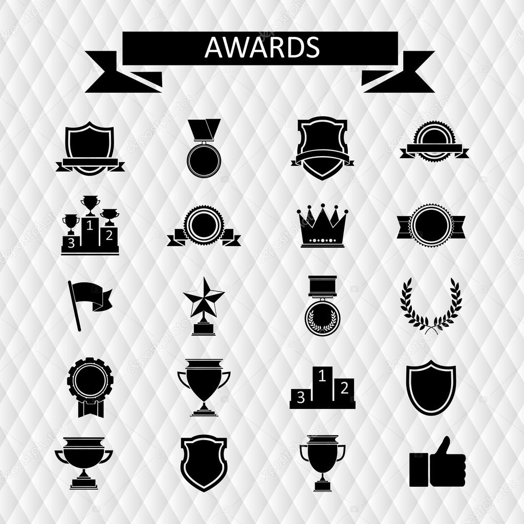 Awards and trophies set of icons.
