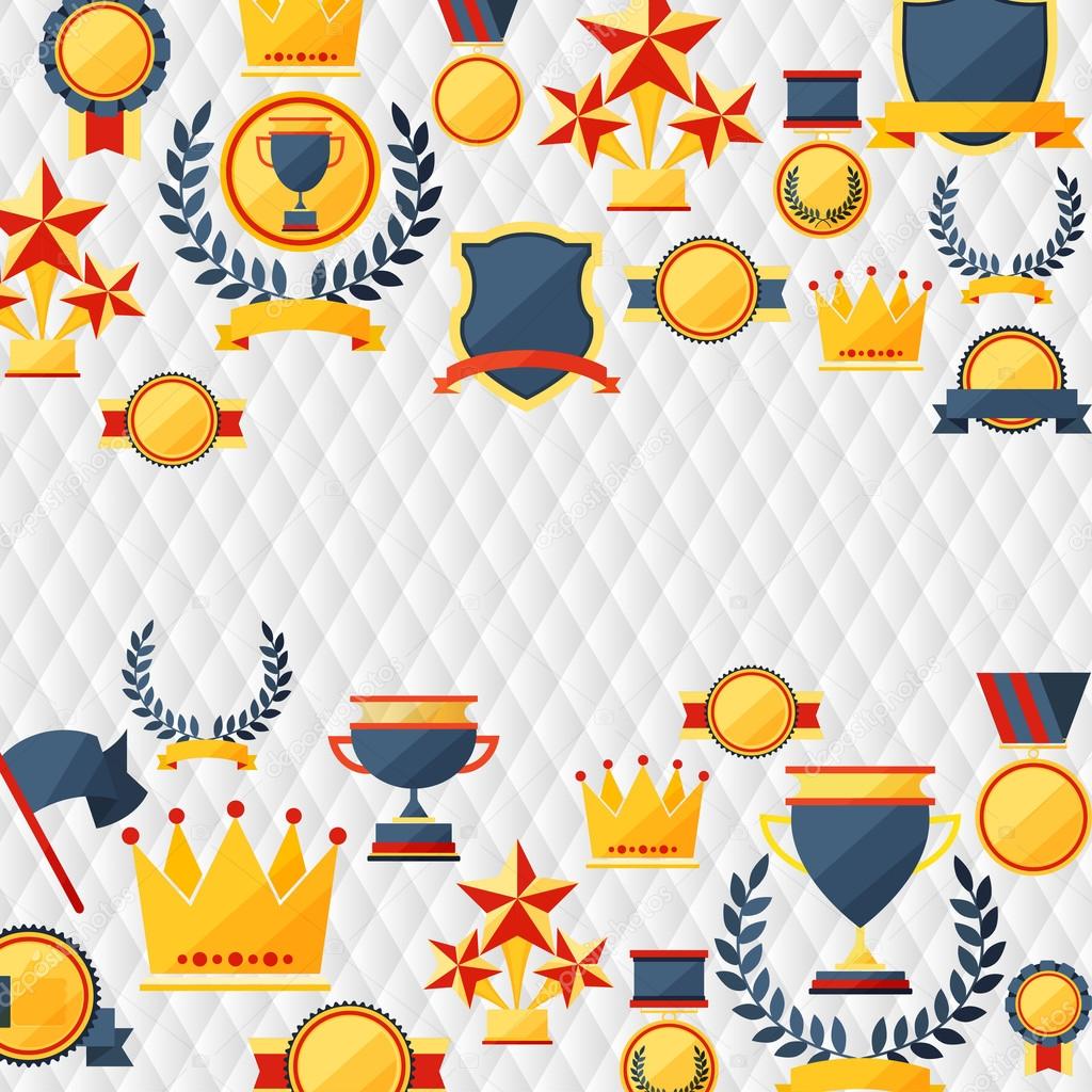 Awards and trophies icons background.