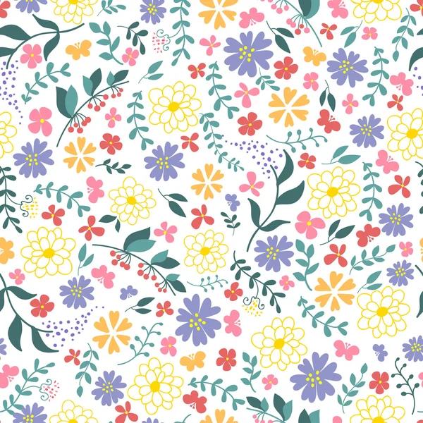 Seamless pattern from spring flowers. — Stock Vector