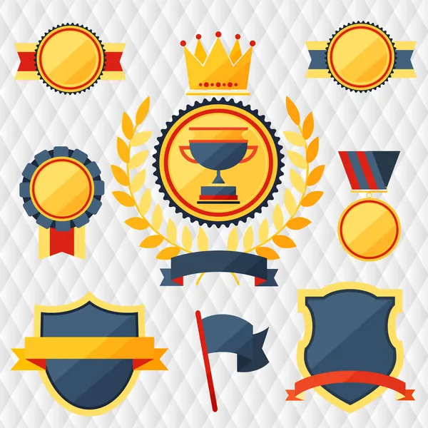 Awards and trophies set of icons. — Stock Vector