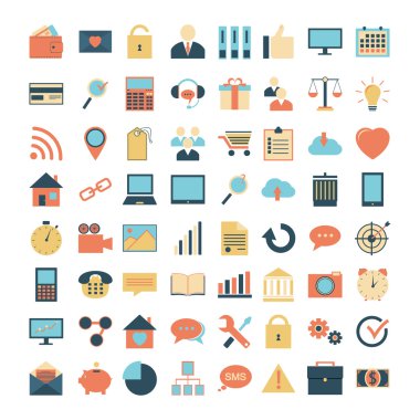 düz tasarım - vector Icons set.