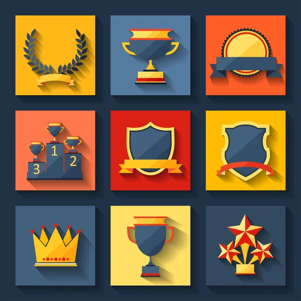 Trophy and awards icons set. — Stock Vector