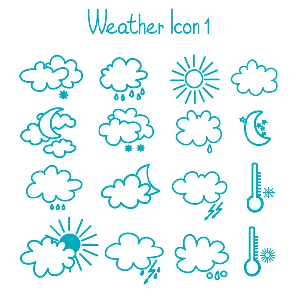 Jeu d'icône météo dessinée à la main . — Image vectorielle