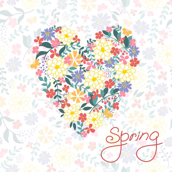 Цветочная карточка. Милые ретро цветы
.