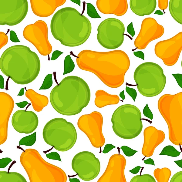 Seamless pattern of pears and apple. — Stock Vector
