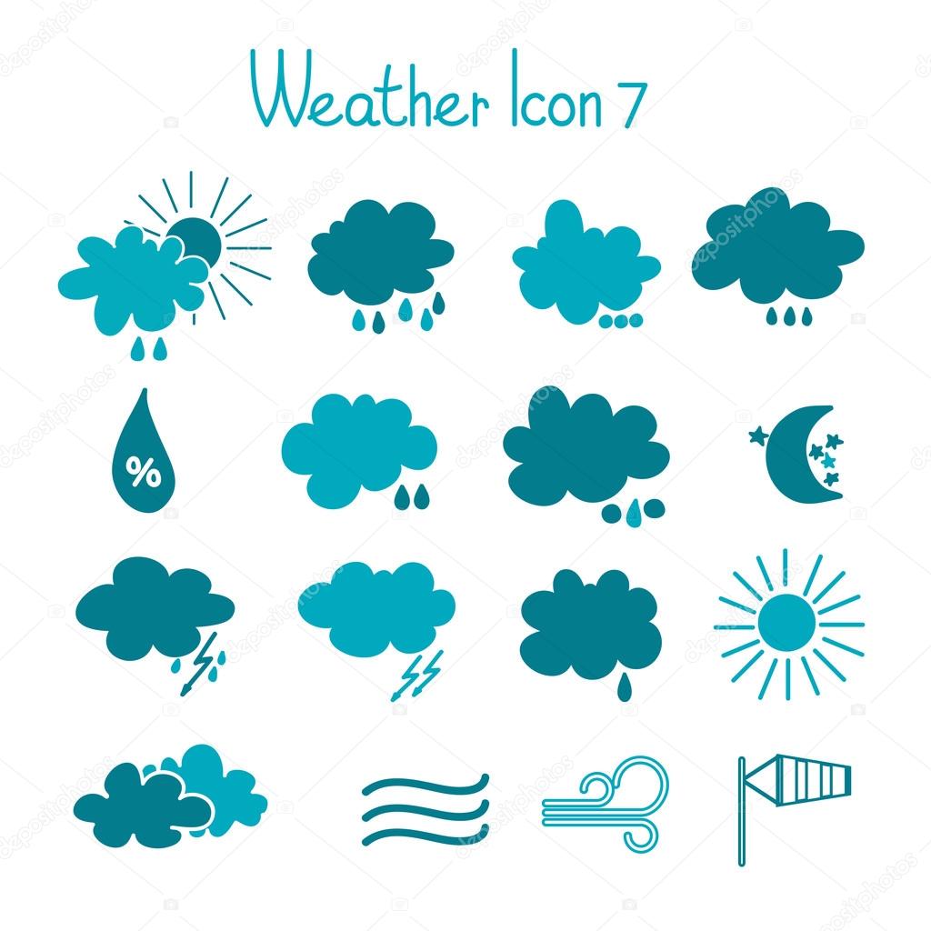 Hand drawn weather icon set.