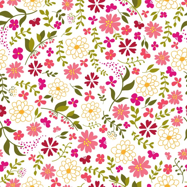 Seamless pattern from spring flowers. — Stock Vector