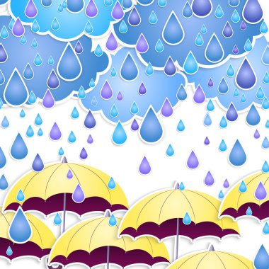 şemsiye ve yağmur damlaları vektör.
