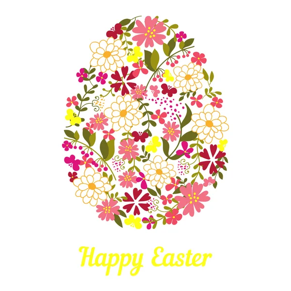 Easter egg from flowers with a text. — Stock Vector