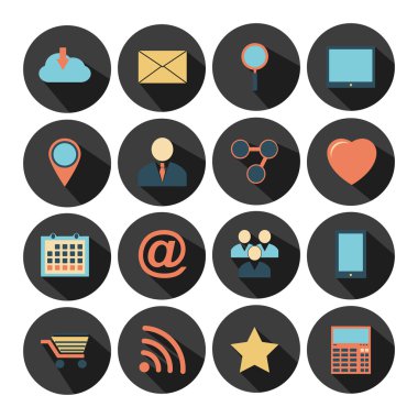 düz tasarım - vector Icons set.