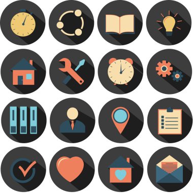 düz tasarım - vector Icons set.