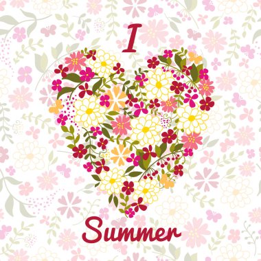 kalp ve bir yazıt ile çiçek arka plan