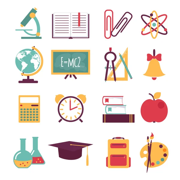 Set of flat education icons — Stock Vector