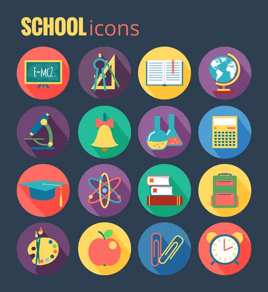 School icon set. Vector Illustration, eps10, — Stock Vector