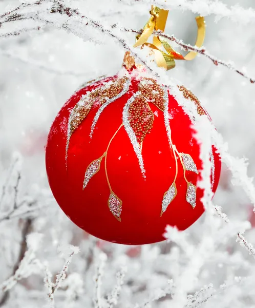 Röd jul boll — Stockfoto