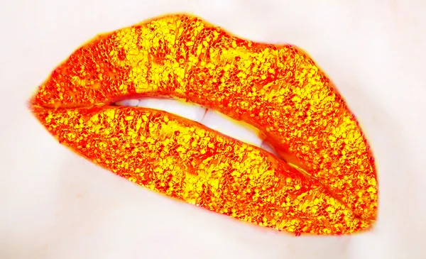 Lábios brilhantes vívidos — Fotografia de Stock
