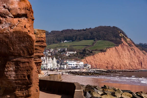 Coastal Path Hugging Sandstone Cliffs Sidmouth Devon — Stock Fotó