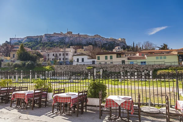Vue de l'Acropole depuis Plaka, Athènes, Grèce — Photo