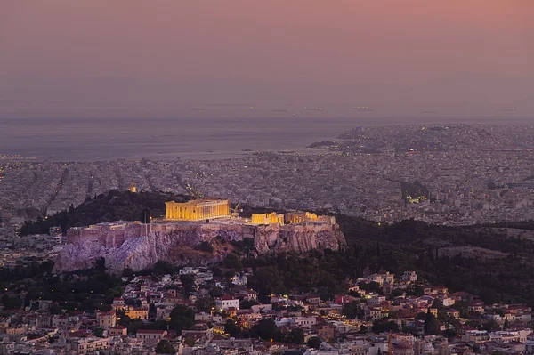 Zonsondergang in Athene luchtfoto — Stockfoto