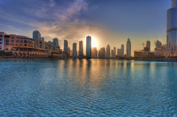 Puesta de sol en Dubai Imagen de stock