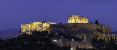Akropol ve parthenon sırasında günbatımı, Atina, Yunanistan