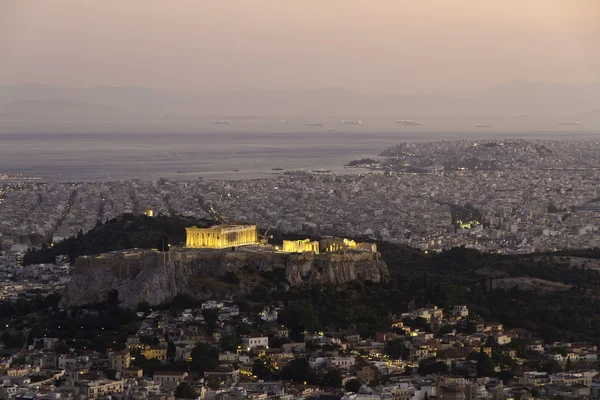 Acrópolis de noche, Atenas, Grecia — Foto de Stock