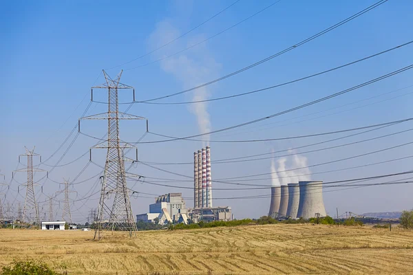 Power plant and electric lines — Stock Photo, Image