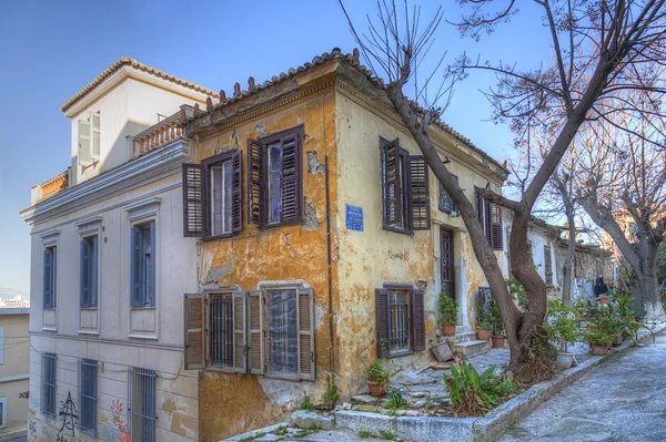 Tradycyjne domy w dzielnicy plaka, Ateny — Zdjęcie stockowe