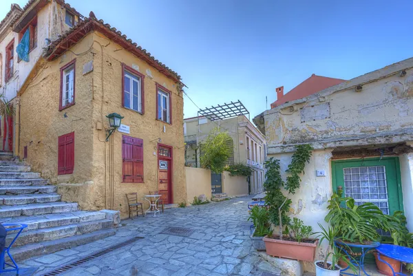 Tradiční domy ve čtvrti plaka, Atény Stock Snímky