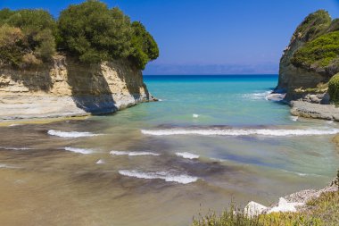 ünlü canal damour beach, corfu Island, Yunanistan