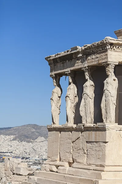 Caryatider i Erechtheum, Akropolis, Athen, Grækenland - Stock-foto