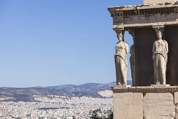 Kariatydy w erechtheum, Akropol, Ateny, Grecja — Zdjęcie stockowe