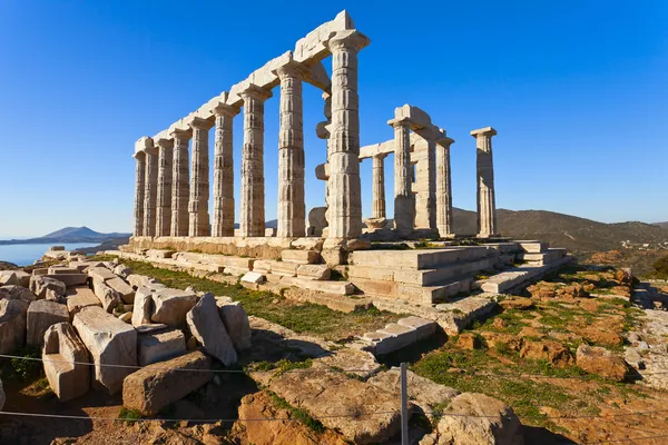 Tempio di Poseidone a Cape Sounion vicino ad Atene, Grecia — Foto Stock