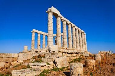 Atina, Yunanistan yakınındaki cape sounion tapınağında Poseidon