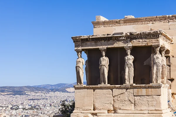 Caryatids in Erechtheum, Acropolis,Athens,Greece — Stock Photo, Image
