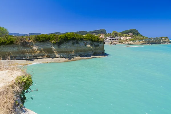 Het beroemde canal damour strand, eiland corfu, Griekenland — Stockfoto