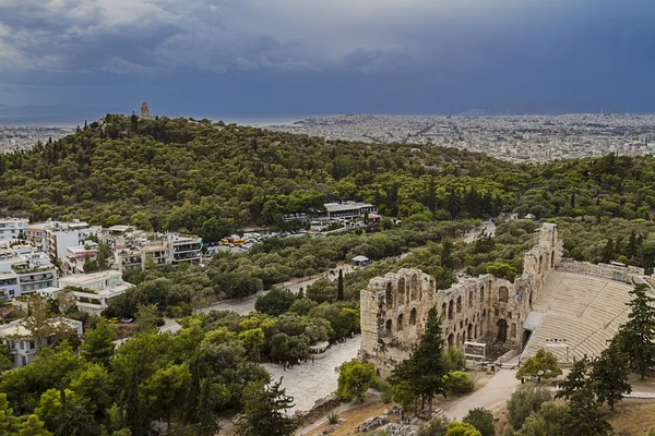 Odeone di Erode Attico vista dall'Acropoli di Atene, Grecia — Foto Stock